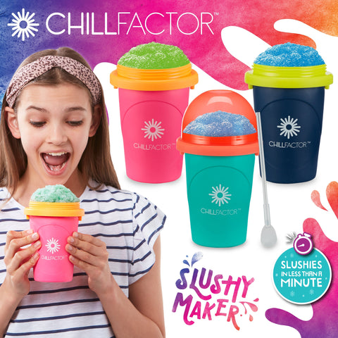 ChillFactor Slushy Maker NEON Pink – Schneller Slush Eis Becher, Wiederverwendbar, mit Strohlöffel, 370ml
