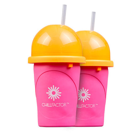 ChillFactor Slushy Maker NEON Pink – Schneller Slush Eis Becher, Wiederverwendbar, mit Strohlöffel, 370ml