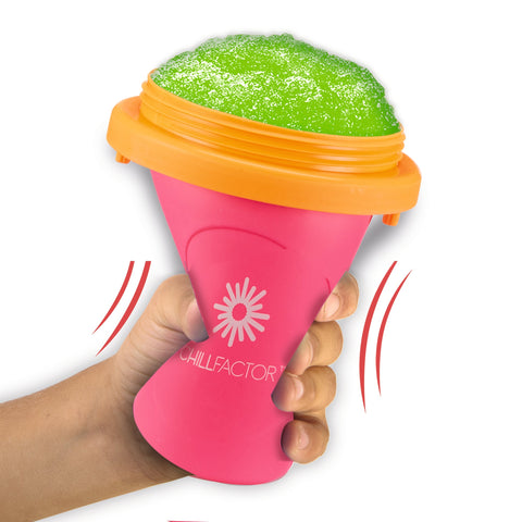 ChillFactor Slushy Maker NEON Pink – Schneller Slush Eis Becher, Wiederverwendbar, mit Strohlöffel, 370ml