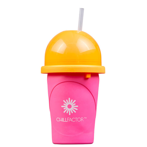 ChillFactor Slushy Maker NEON Pink – Schneller Slush Eis Becher, Wiederverwendbar, mit Strohlöffel, 370ml