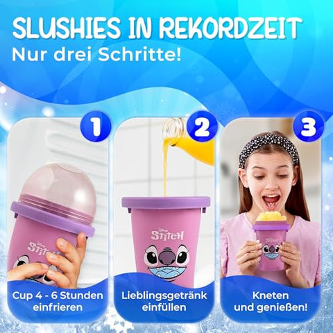 Magic Freez Slushy Maker Becher 370ml – Tragbarer Slush Eisbereiter mit 2-in-1 Strohhalm & Löffel